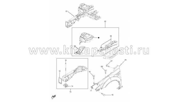 Лонжерон передний правый FAW Besturn B50 FA015331X